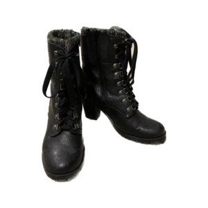 Lace up leather boots